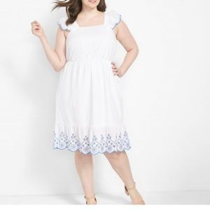 Short Flutter-Sleeve Square-Neck Embroidered Dress 18. Lane Bryant